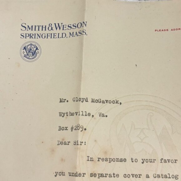 Antique Smith & Wesson Letter Signed Correspondence Ephemera 1921 David H Reddie - Picture 2 of 11